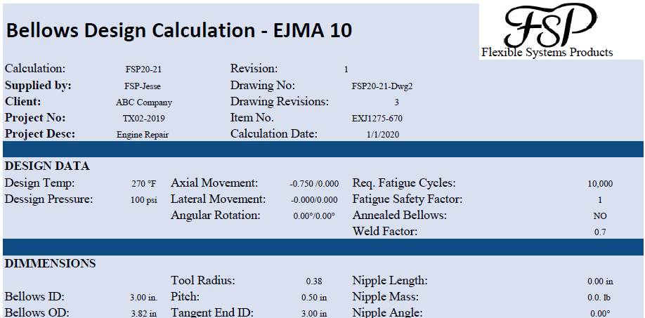 EJMA 10th edition bellows design calculation
